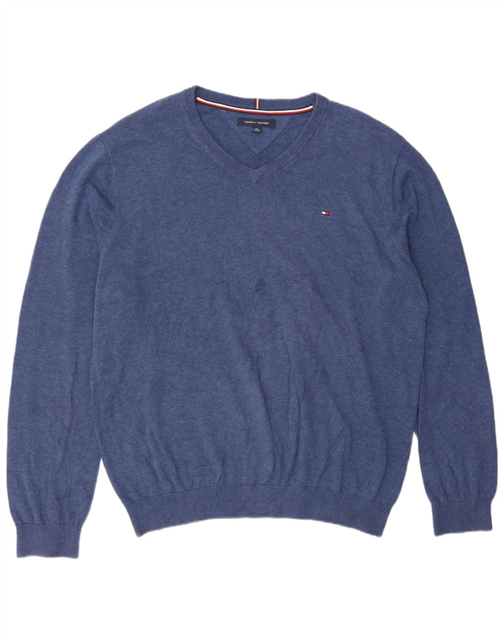 Tommy Hilfiger Jersey con Cuello en V para Hombre XL Azul Clásico