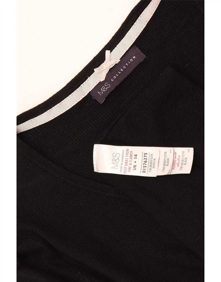 Marks & Spencer Top tipo túnica de manga 3/4 para mujer UK 44 Viscosa negra mediana