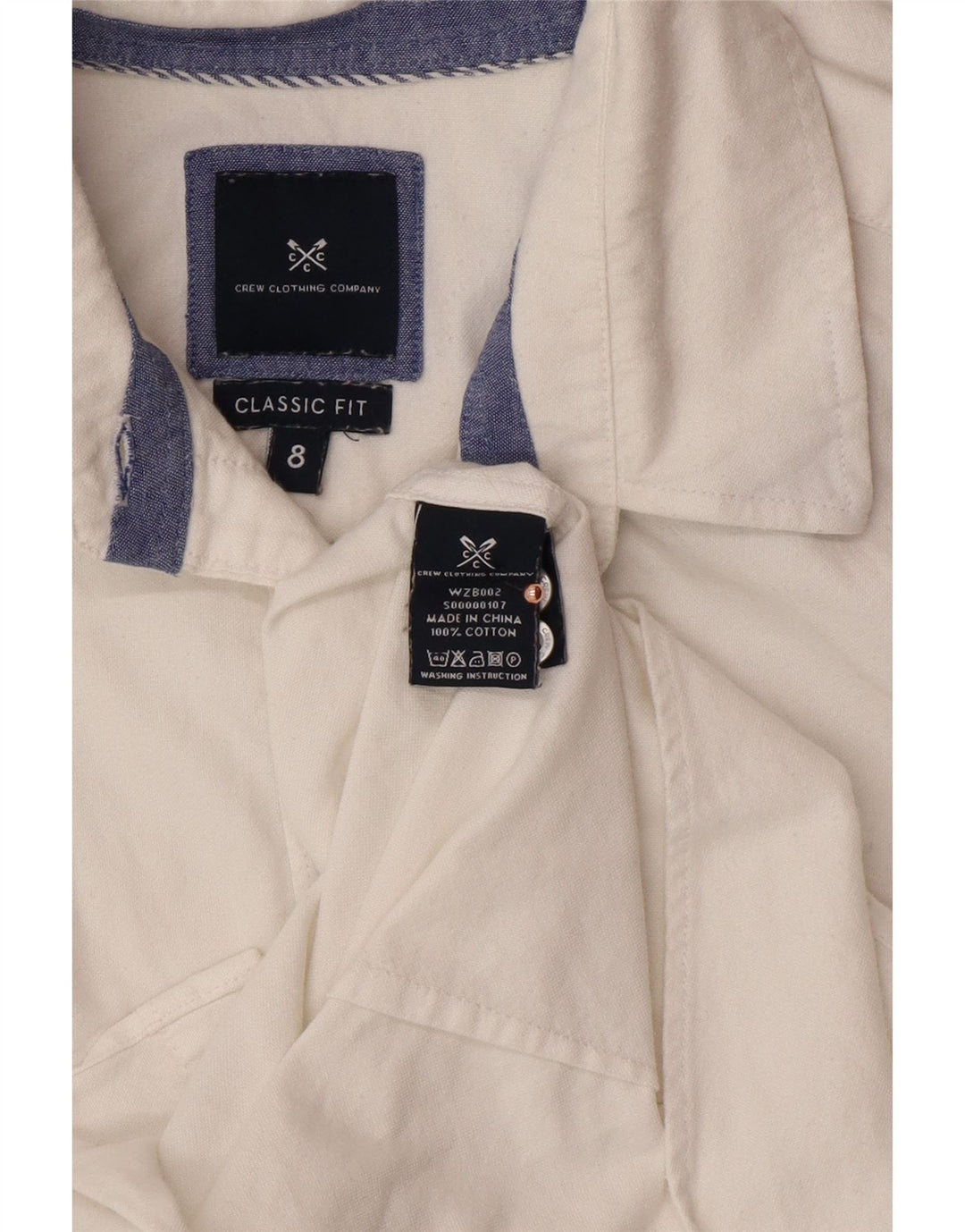 CREW CLOTHING Camisa de corte clásico para mujer UK 8 Small White Cotton
