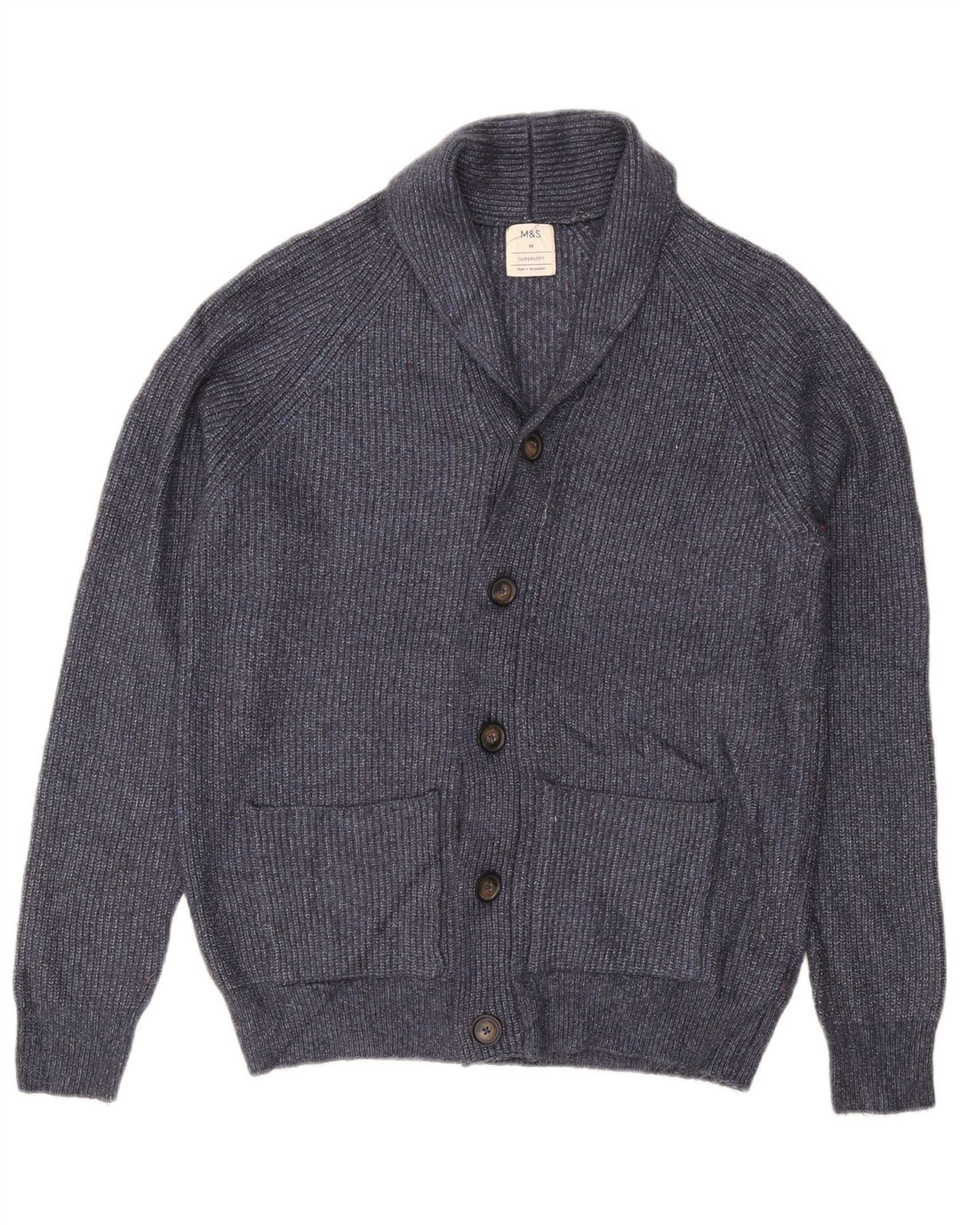 Marks & Spencer Suéter Cárdigan Para Hombre Poliamida Azul Marino Mediano