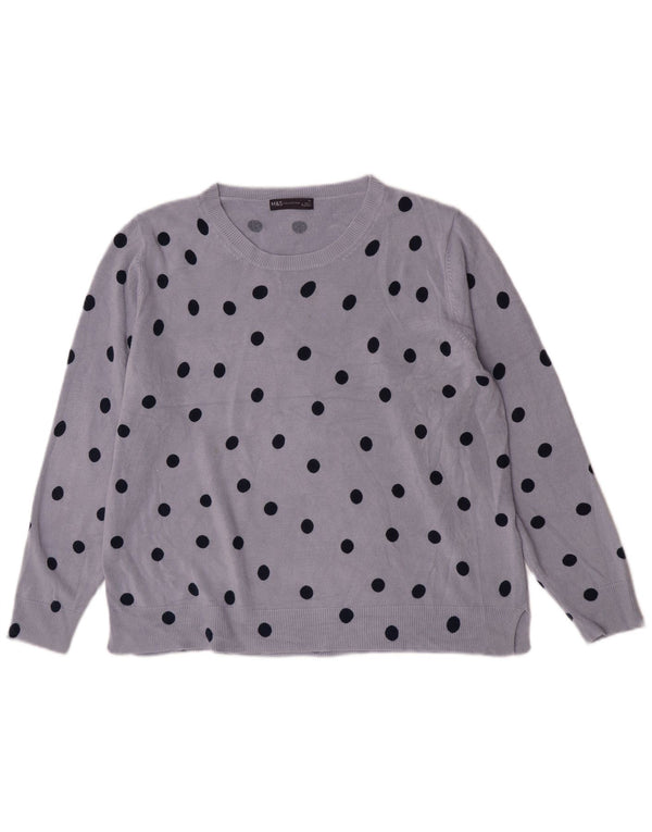 Marks & Spencer Jersey con Cuello Barco para Mujer UK 22 3XL Lunares Azules