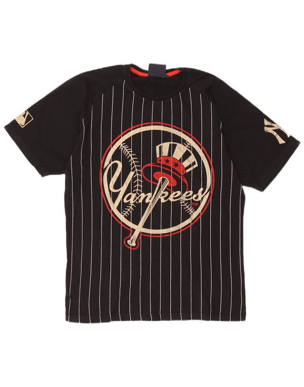 Majestic Camiseta gráfica de los Yankees para hombre Top mediano de algodón a rayas negras