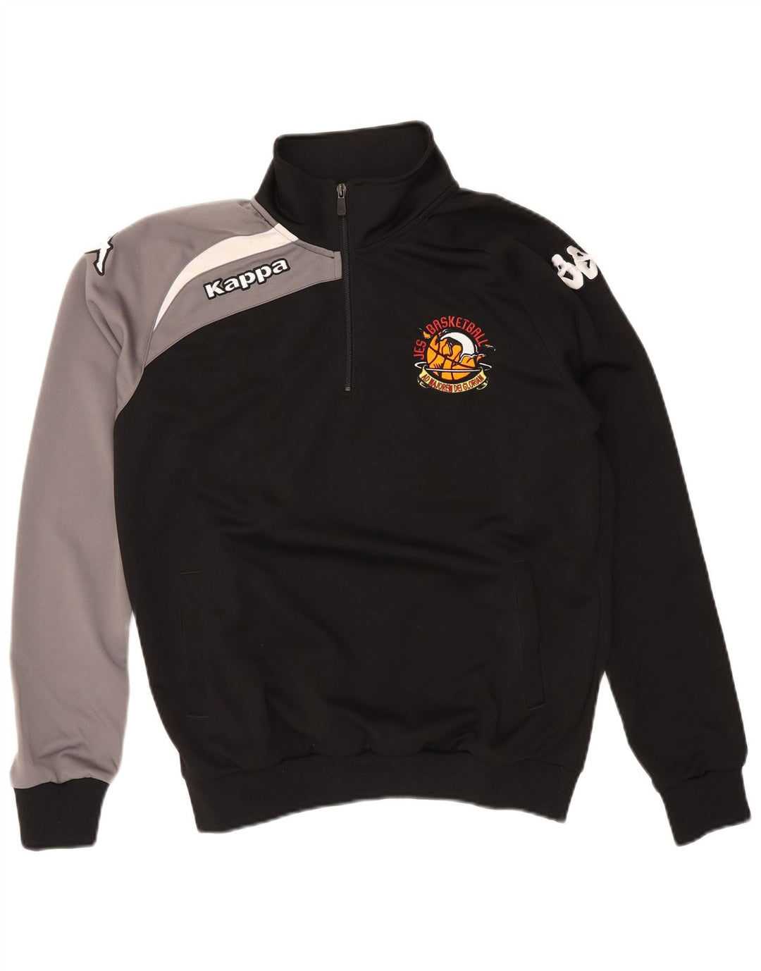 KAPPA Mens Graphic Zip Neck Sudadera Jumper Small Black Colorblock
