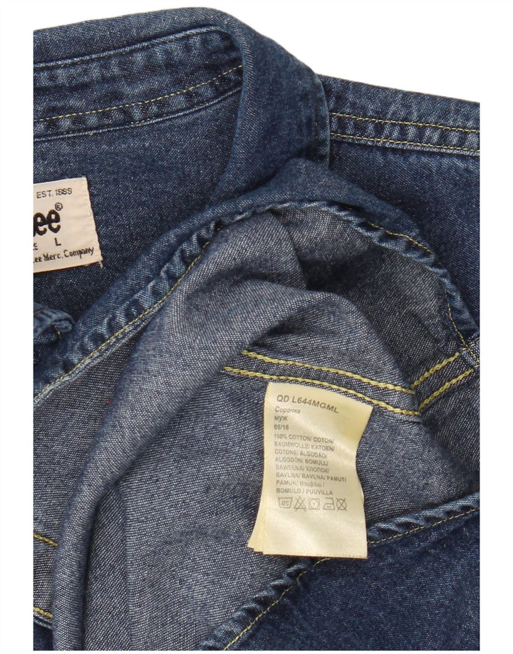 Lee Camisa Vaquera Para Hombre Algodón Azul Grande