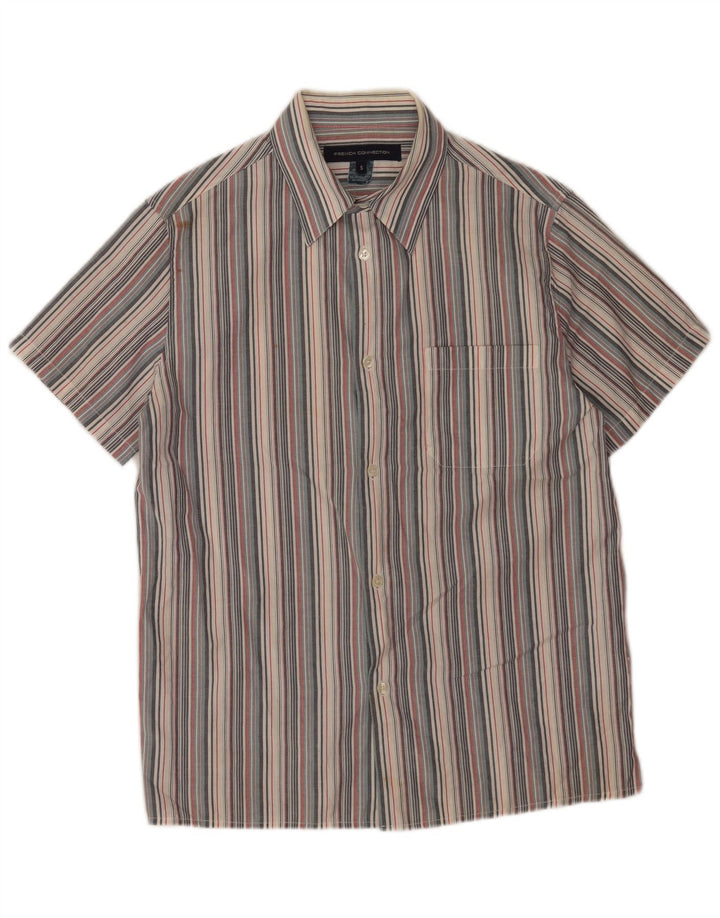 Camisa de manga corta para hombre French Connection de algodón a rayas gris pequeña