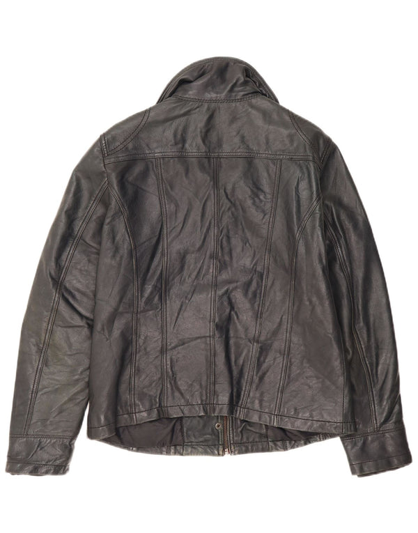 Chaqueta de cuero vintage para mujer IT 44 Cuero negro medio