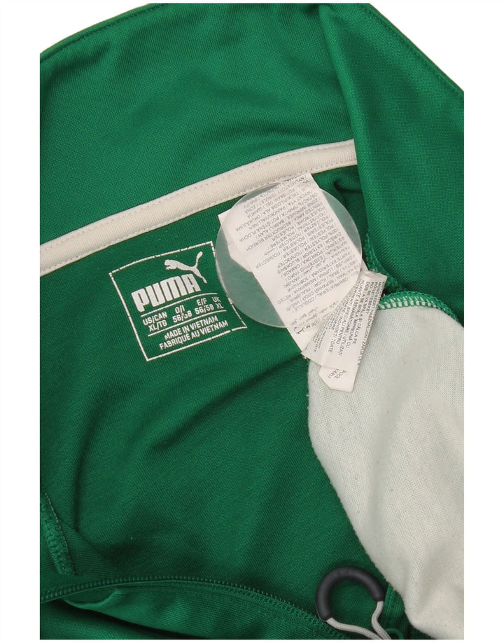 Puma Hombre Zip Neck Pullover Chándal Top XL Verde Colorblock Poliéster