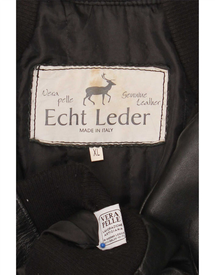Vintage hombres bombardero chaqueta de cuero Reino Unido 42 XL cuero negro