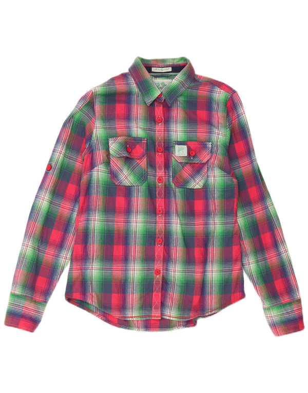 Camisa Superdry para mujer Reino Unido 44 Algodón a cuadros rosa grande