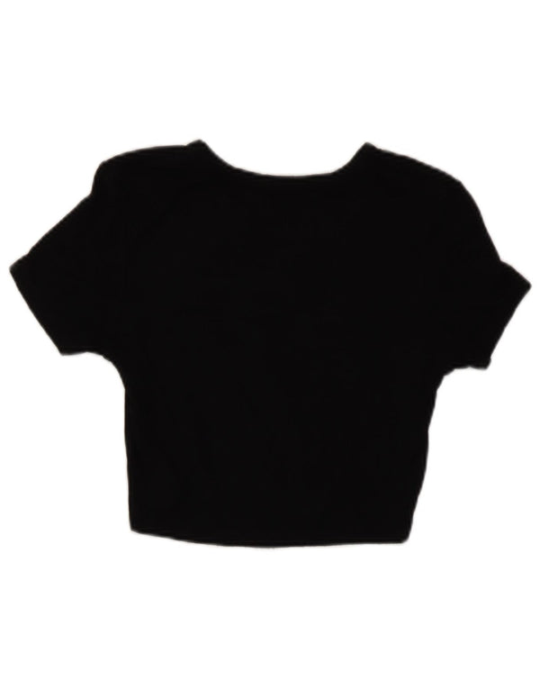Zara Mujer Crop Camiseta Top UK 12 Medium Negro