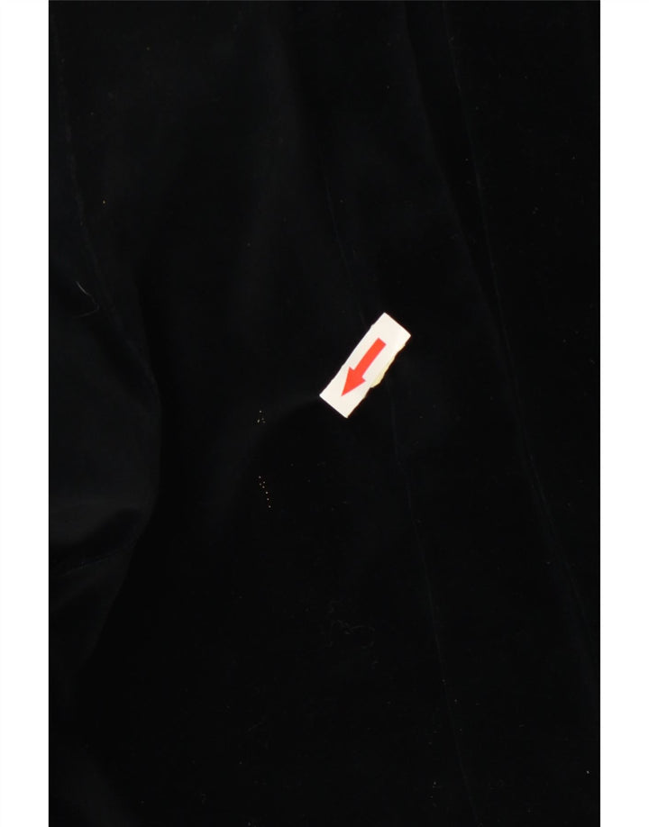 Vintage mujer terciopelo chaqueta bomber Reino Unido 12 medio negro