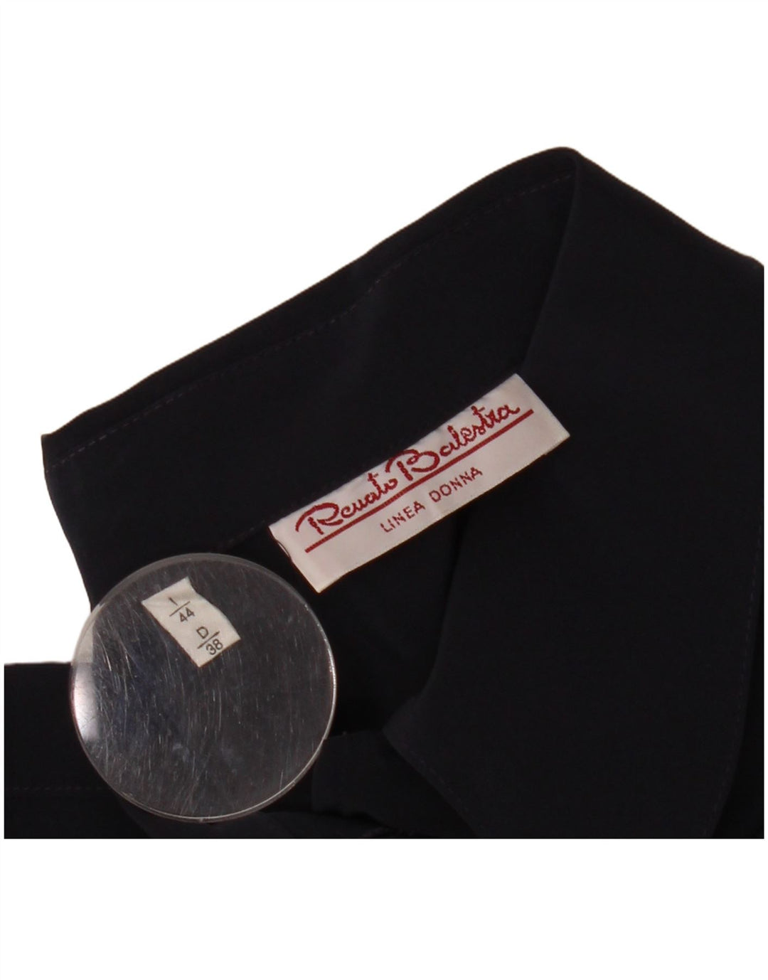 RENATO BALESTRA Blusa camisera de manga corta para mujer IT 44 Azul marino medio