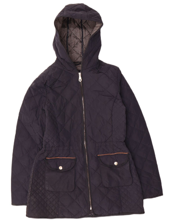 Massimo Dutti Chaqueta Acolchada Con Capucha Mujer UK 42 Mediana Azul Marino Poliéster