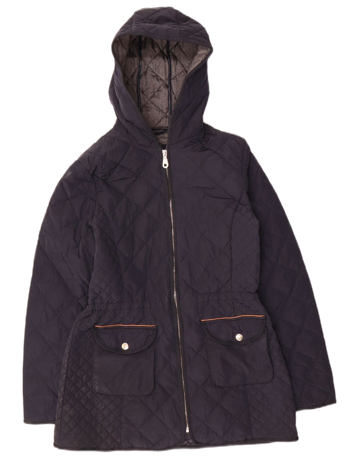 Massimo Dutti Chaqueta Acolchada Con Capucha Mujer UK 42 Mediana Azul Marino Poliéster