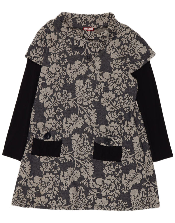 Joe Browns Vestido acampanado de manga larga para mujer UK 40 XL Algodón floral azul marino