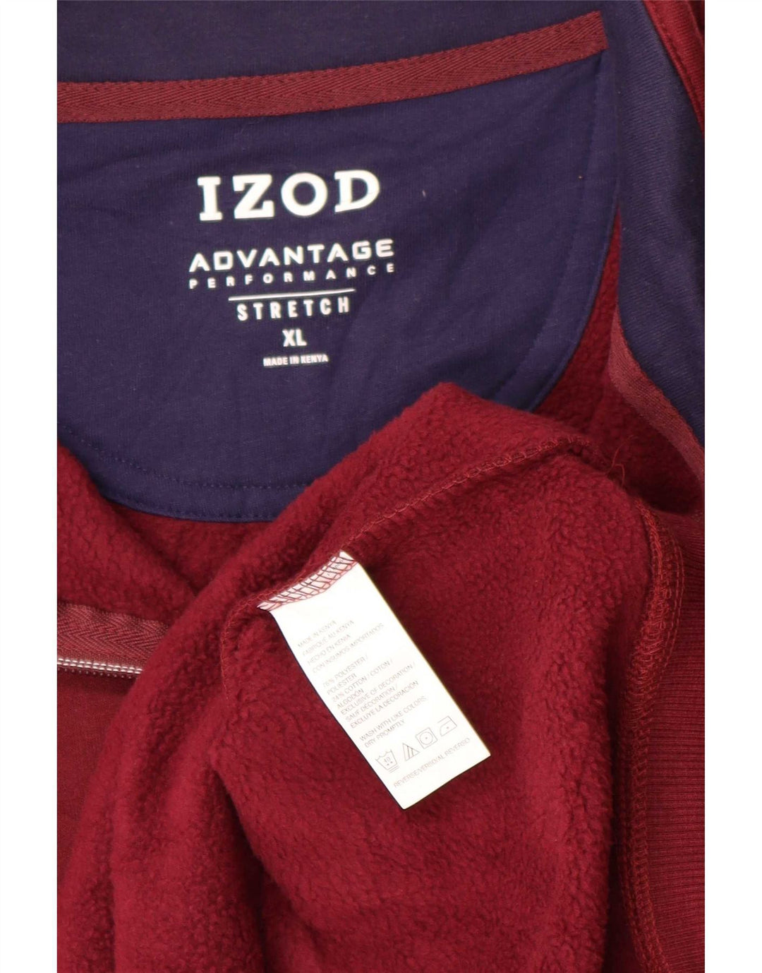 Izod Hombre Cremallera Cuello Sudadera Jumper XL Granate Poliéster