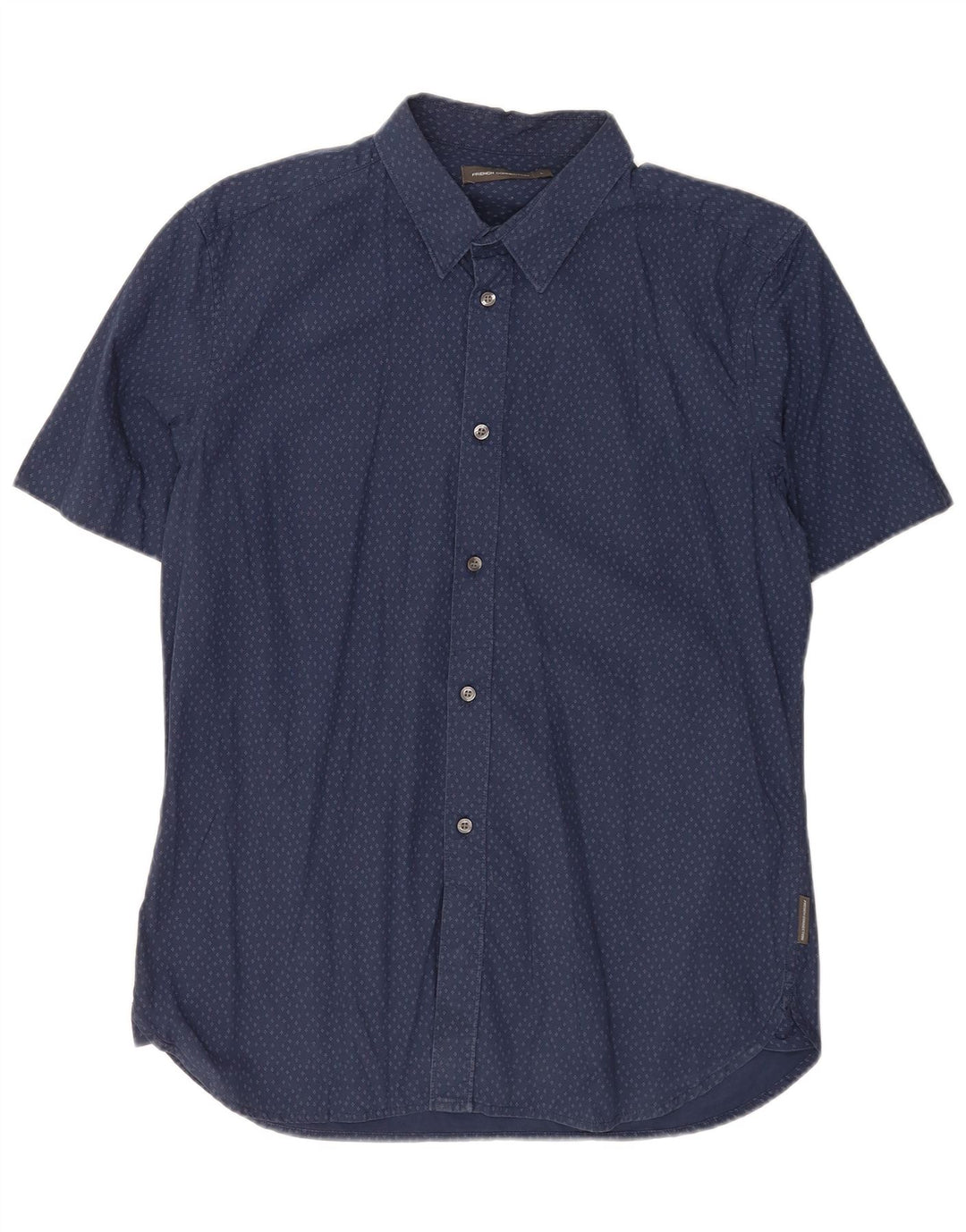 Camisa de manga corta para hombre French Connection de algodón moteado en azul marino grande