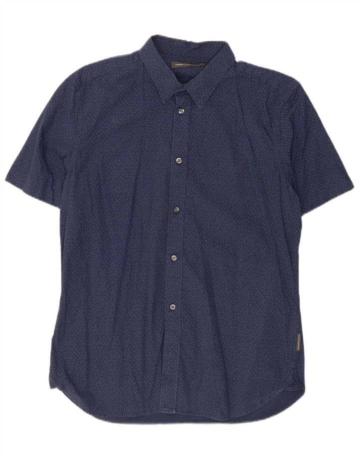 Camisa de manga corta para hombre French Connection de algodón moteado en azul marino grande