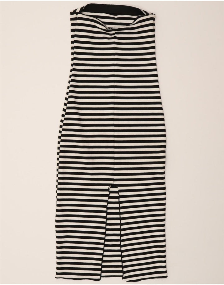 Zara Vestido Sin Tirantes Para Mujer UK 8 Pequeño Negro A Rayas