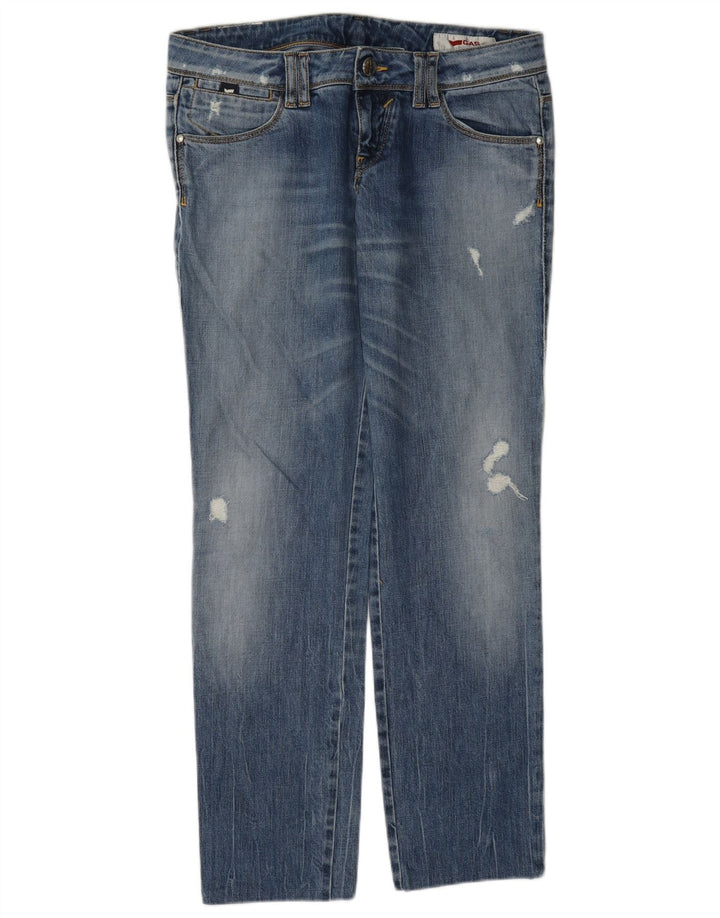Jeans Rectos Desgastados Mujer Gas W30 L30 Algodón Azul