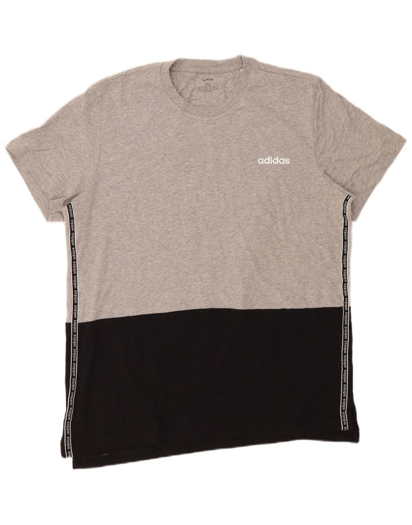 Adidas Hombre Camiseta Gráfica Top XL Gris Colorblock Algodón
