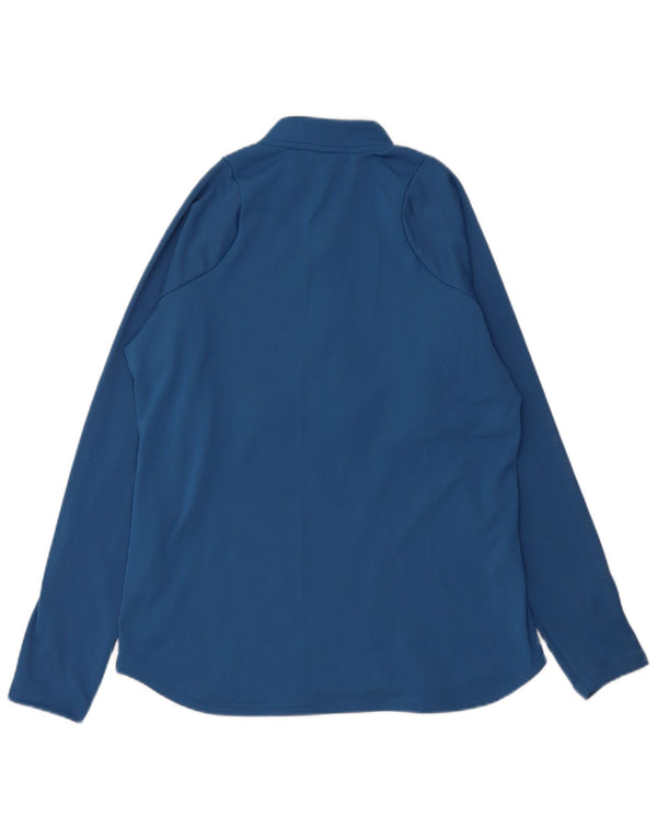 NIKE Mujer Dri Fit Zip Neck Jersey Chándal Top UK 40 Azul Medio