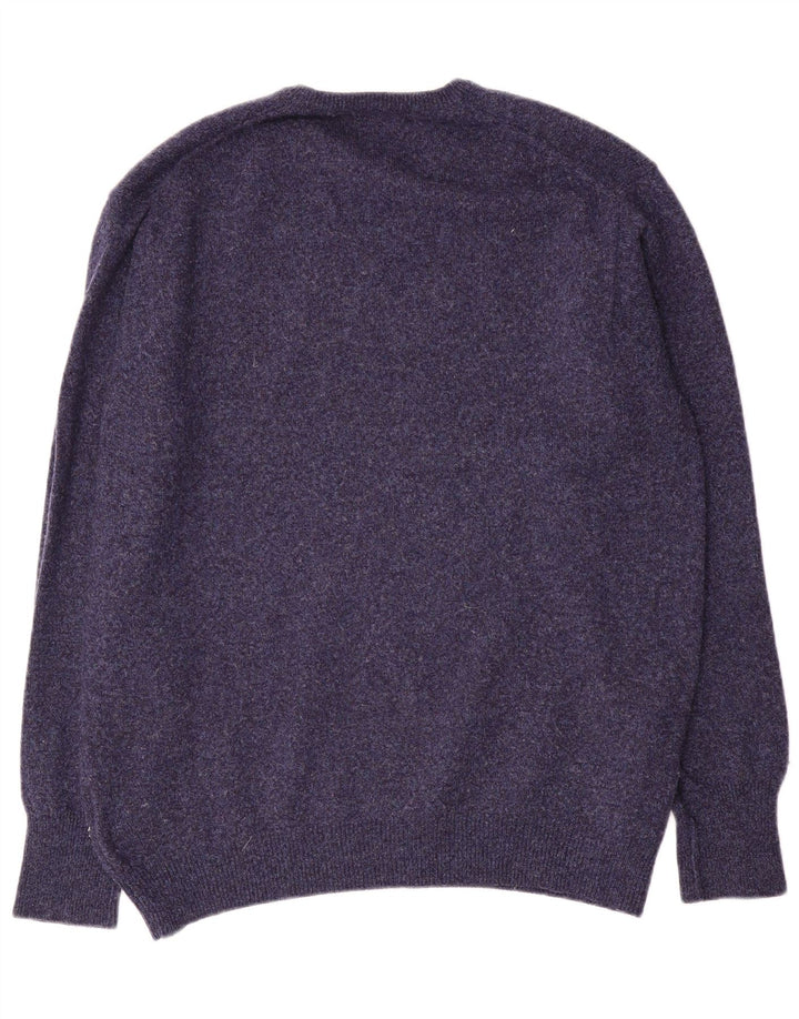 Marks & Spencer Jersey con cuello en V para hombre de lana moteada en azul marino mediano