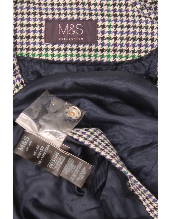 Marks & Spencer Abrigo para mujer UK 22 3XL Poliéster de pata de gallo azul marino