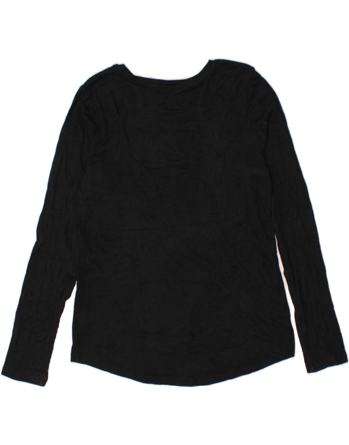 EDDIE BAUER Top de mujer de manga larga UK 16 Grande Algodón negro
