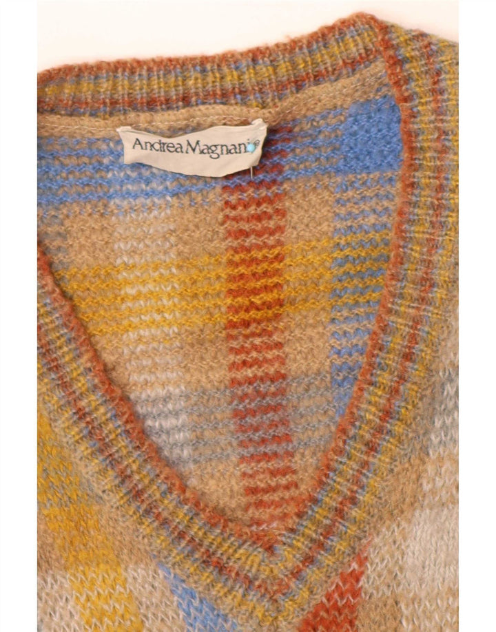 Vintage hombres chaleco camiseta sin mangas grande multicolor cheque