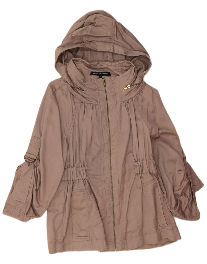 French Connection Chaqueta utilitaria con capucha para mujer Reino Unido 44 Grande Algodón beige