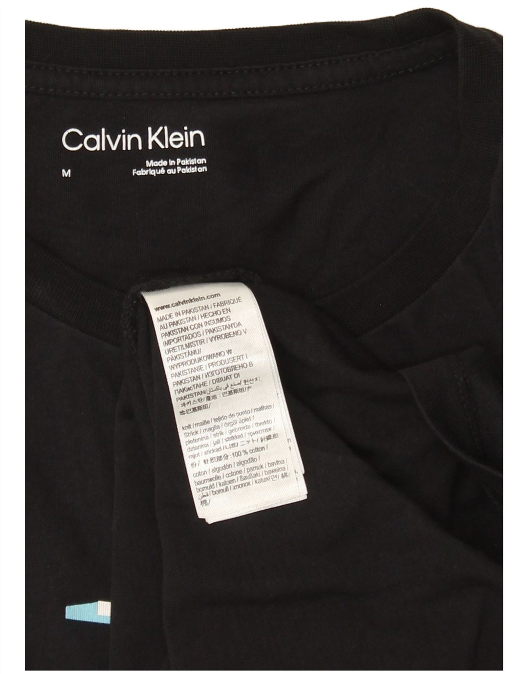 Calvin Klein Camiseta gráfica para hombre Top mediano de algodón negro