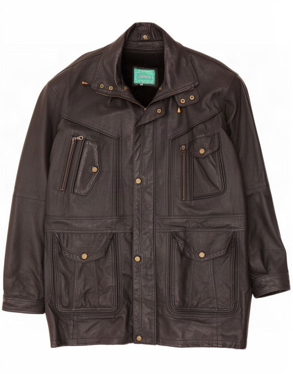 Vintage hombres Sherpa cuero abrigo Reino Unido 44 2XL negro