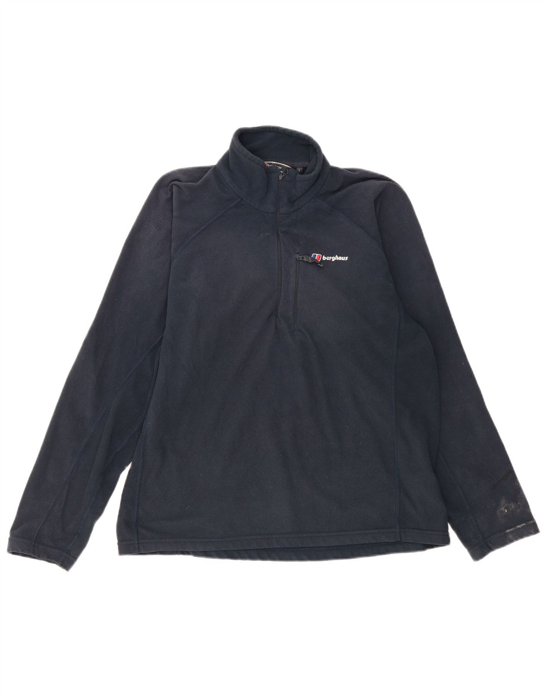 BERGHAUS Jersey de forro polar con cuello y cremallera para hombre, tamaño grande, poliéster azul marino