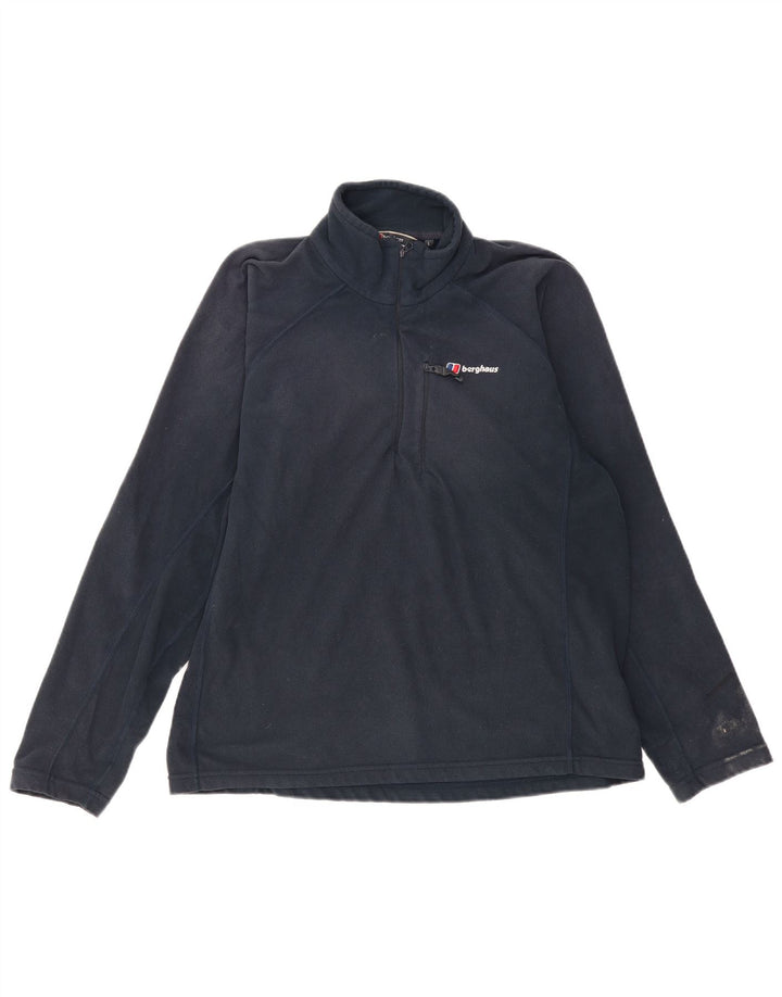 BERGHAUS Jersey de forro polar con cuello y cremallera para hombre, tamaño grande, poliéster azul marino