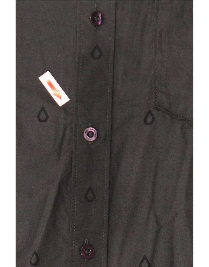 Camisa Volcom de manga corta con estampado gráfico de algodón geométrico gris grande para hombre