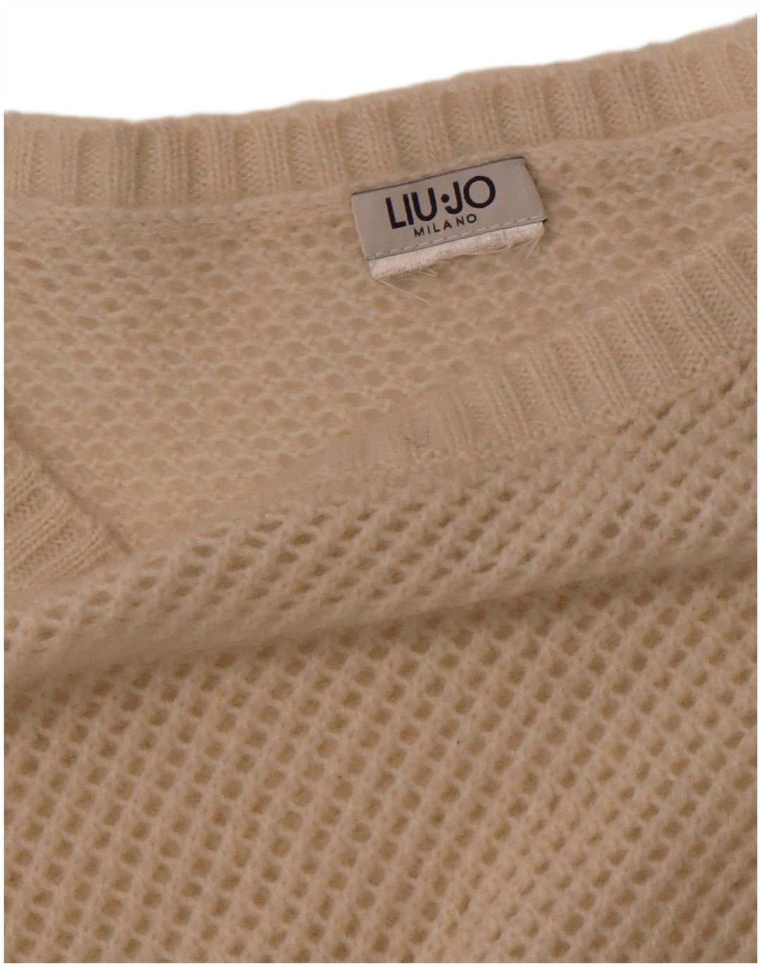 LIU JO Suéter tipo jersey con cuello barco de crochet para mujer UK 12 Medium White