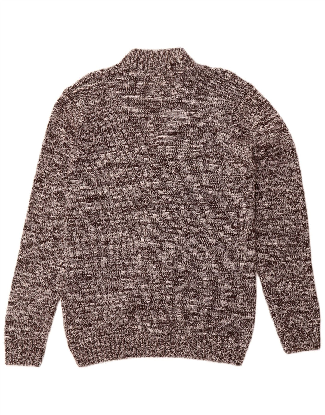 Vintage hombres Cardigan suéter grande marrón moteado algodón