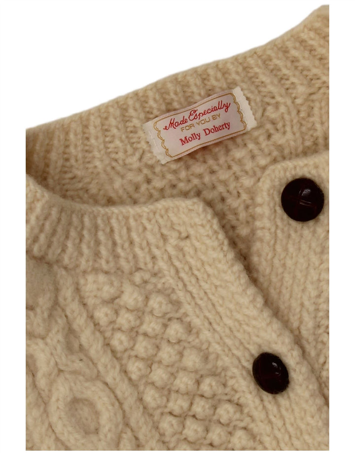 VINTAGE Mujer Cardigan Suéter Reino Unido 16 Grande Beige
