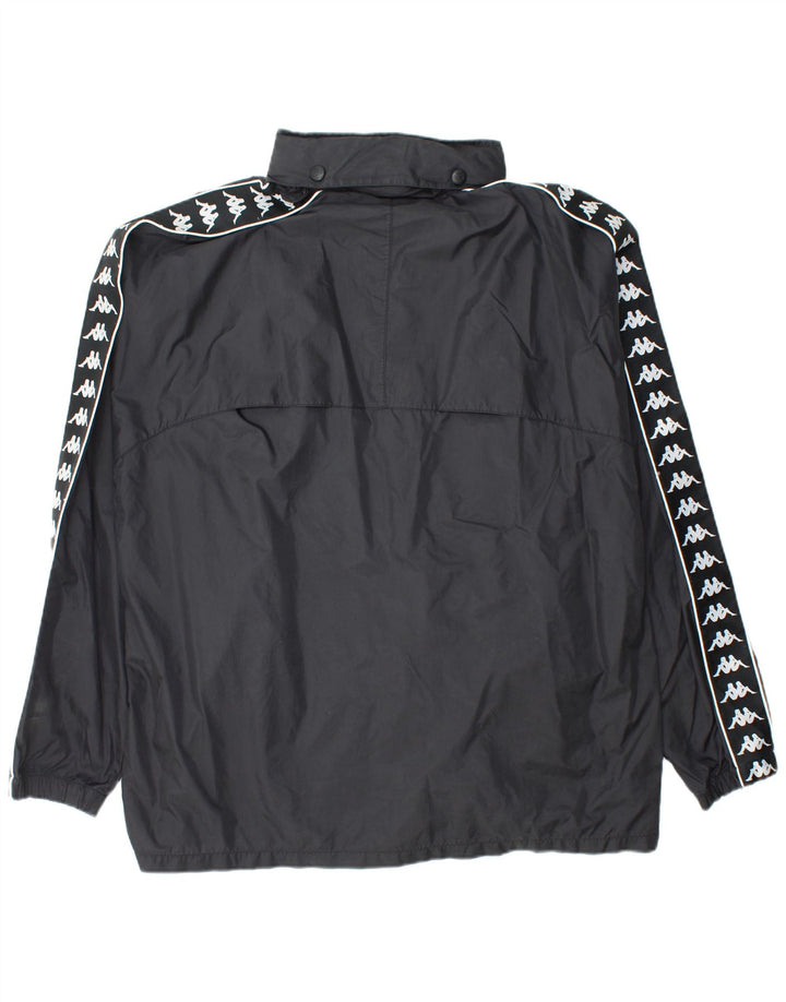 KAPPA Chaqueta cortavientos gráfica para hombre UK 42 XL Nylon negro