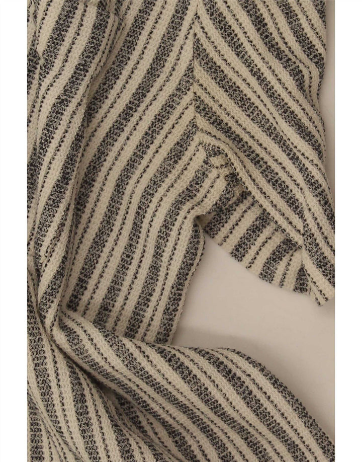 Zara Hombre Camisa De Corte Relajado De Manga Corta Grande Gris A Rayas