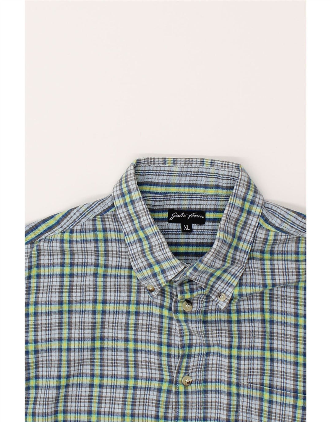 VINTAGE Mens Shirt XL Blue Check Cotton Vintage Vintage and Second-Hand Vintage from Messina Hembry 