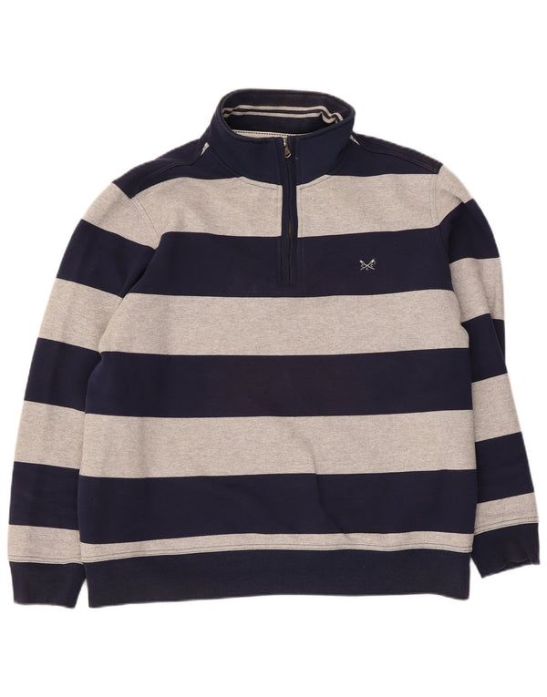 Crew Clothing Sudadera con cuello y cremallera para hombre Jersey 2XL Algodón a rayas azul marino