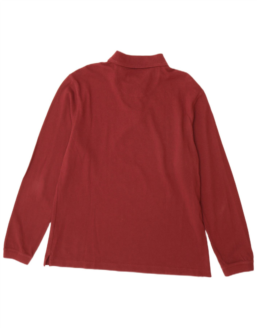 BARBOUR Polo Manga Larga Hombre XL Algodón Burdeos