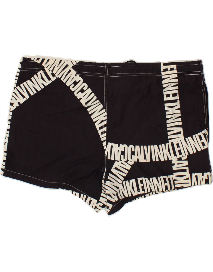 CALVIN KLEIN Shorts de baño gráficos para hombre Poliéster negro mediano