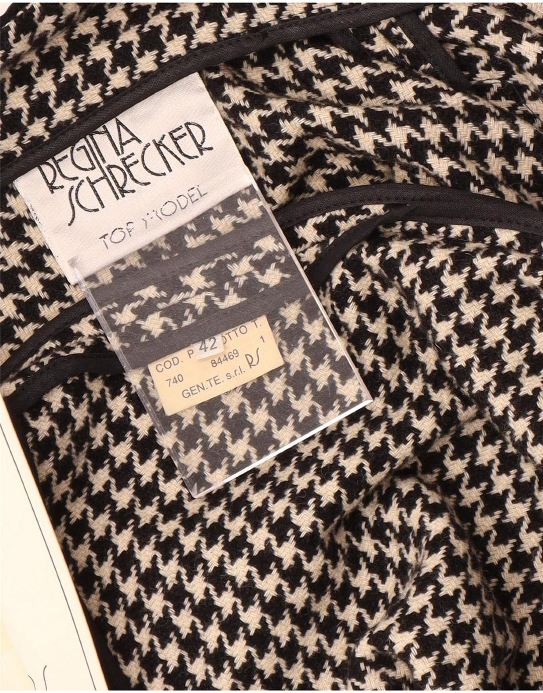 Regina Schrecker Poncho para mujer IT 42 Lana de pata de gallo negra mediana