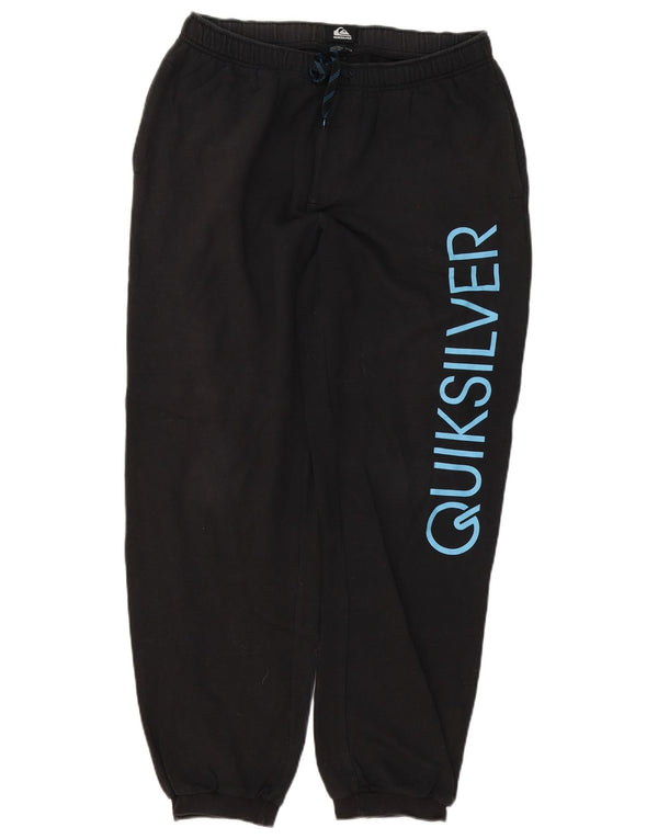 Quiksilver Hombre Pantalones De Chándal Gráfico Joggers Large Algodón Negro