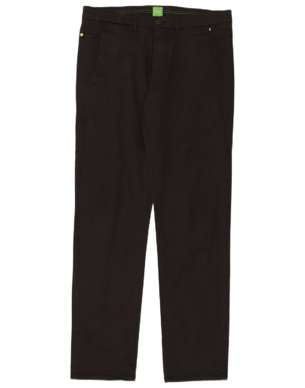 Hugo Boss Pantalones chinos rectos para hombre IT 48 Medium W34 L32 Algodón negro