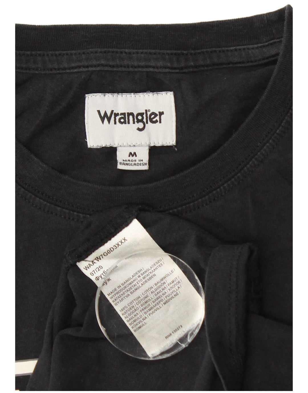 Wrangler Top gráfico para hombre de manga larga de algodón negro mediano