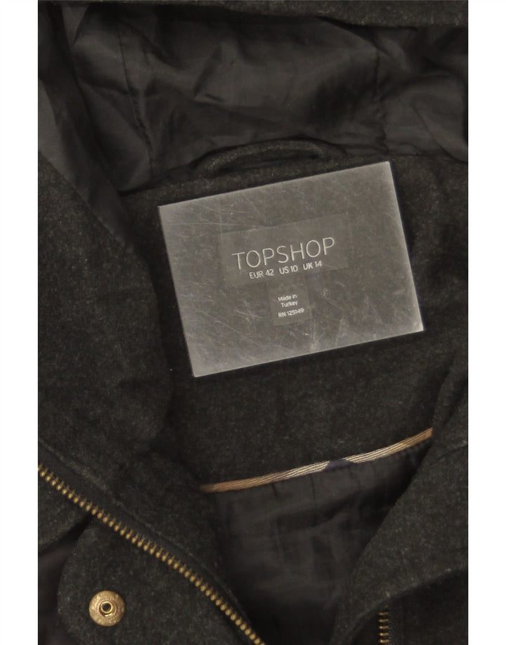 Topshop Chaqueta acolchada con capucha para mujer UK 40 Grande Poliéster negro